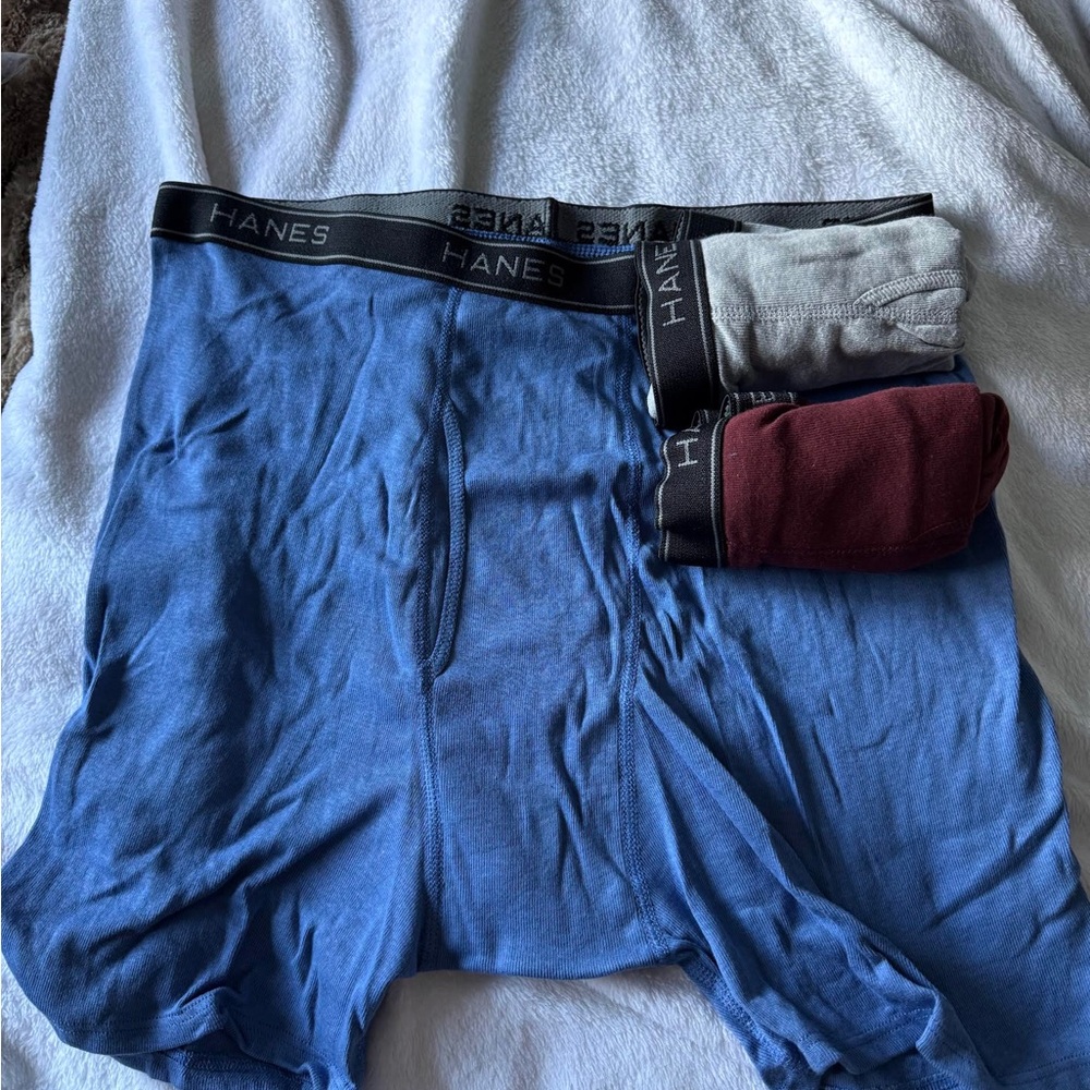 Hanes Men's Boxer Briefs 3-Pack - Blue, Gray & Maroon